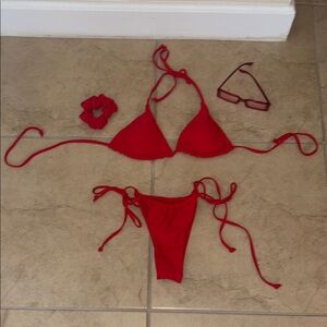 NWOT Red Bikini Set with Accessories